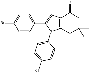 2-(4-BROMOPHENYL)-1-(4-CHLOROPHENYL)-6,6-DIMETHYL-5,6,7-TRIHYDROINDOL-4-ONE 结构式