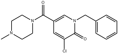 1-BENZYL-3-CHLORO-5-[(4-METHYLPIPERAZINO)CARBONYL]-2(1H)-PYRIDINONE 结构式