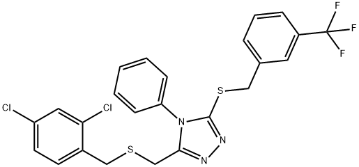 2,4-DICHLOROBENZYL (4-PHENYL-5-([3-(TRIFLUOROMETHYL)BENZYL]SULFANYL)-4H-1,2,4-TRIAZOL-3-YL)METHYL SULFIDE 结构式