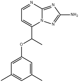 7-[1-(3,5-Dimethylphenoxy)ethyl][1,2,4]triazolo[1,5-a]pyrimidin-2-amine 结构式