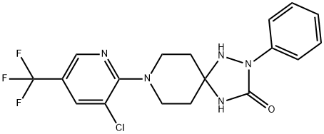8-[3-Chloro-5-(trifluoromethyl)-2-pyridinyl]-2-phenyl-1,2,4,8-tetraazaspiro[4.5]decan-3-one 结构式