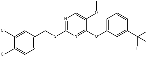 2-[(3,4-DICHLOROBENZYL)SULFANYL]-5-METHOXY-4-PYRIMIDINYL 3-(TRIFLUOROMETHYL)PHENYL ETHER 结构式