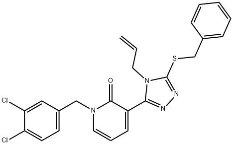 3-[4-Allyl-5-(benzylsulfanyl)-4H-1,2,4-triazol-3-yl]-1-(3,4-dichlorobenzyl)-2(1H)-pyridinone 结构式