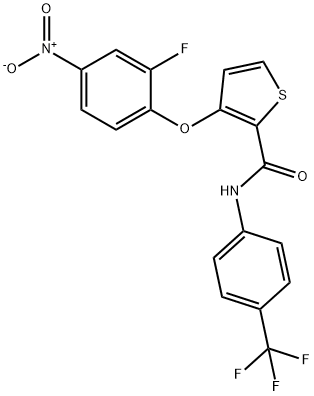 3-(2-Fluoro-4-nitrophenoxy)-N-[4-(trifluoromethyl)phenyl]-2-thiophenecarboxamide 结构式