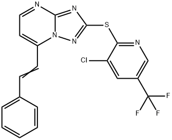 2-([3-CHLORO-5-(TRIFLUOROMETHYL)-2-PYRIDINYL]SULFANYL)-7-STYRYL[1,2,4]TRIAZOLO[1,5-A]PYRIMIDINE 结构式