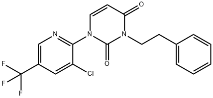 1-[3-CHLORO-5-(TRIFLUOROMETHYL)-2-PYRIDINYL]-3-PHENETHYL-2,4(1H,3H)-PYRIMIDINEDIONE 结构式