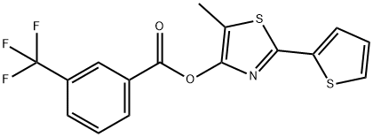 5-METHYL-2-(2-THIENYL)-1,3-THIAZOL-4-YL 3-(TRIFLUOROMETHYL)BENZENECARBOXYLATE 结构式