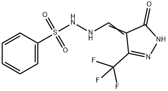 N'-([5-OXO-3-(TRIFLUOROMETHYL)-1,5-DIHYDRO-4H-PYRAZOL-4-YLIDEN]METHYL)BENZENESULFONOHYDRAZIDE 结构式