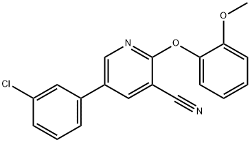 5-(3-CHLOROPHENYL)-2-(2-METHOXYPHENOXY)NICOTINONITRILE 结构式