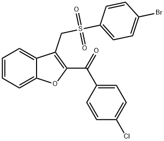 (3-([(4-BROMOPHENYL)SULFONYL]METHYL)-1-BENZOFURAN-2-YL)(4-CHLOROPHENYL)METHANONE 结构式