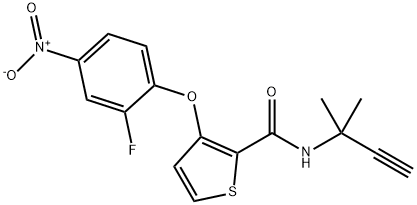 N-(1,1-DIMETHYL-2-PROPYNYL)-3-(2-FLUORO-4-NITROPHENOXY)-2-THIOPHENECARBOXAMIDE 结构式