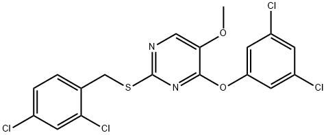 2-[(2,4-DICHLOROBENZYL)SULFANYL]-4-(3,5-DICHLOROPHENOXY)-5-METHOXYPYRIMIDINE 结构式