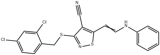 5-(2-ANILINOVINYL)-3-[(2,4-DICHLOROBENZYL)SULFANYL]-4-ISOTHIAZOLECARBONITRILE 结构式