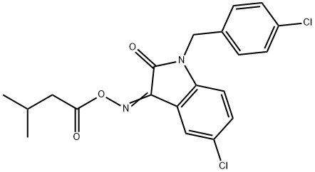 5-CHLORO-1-(4-CHLOROBENZYL)-3-([(3-METHYLBUTANOYL)OXY]IMINO)-1,3-DIHYDRO-2H-INDOL-2-ONE 结构式