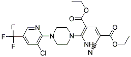 DIETHYL 4-(AMINO(4-[3-CHLORO-5-(TRIFLUOROMETHYL)-2-PYRIDINYL]PIPERAZINO)METHYLENE)-2-CYANO-2-PENTENEDIOATE 结构式