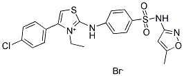 4-(4-CHLOROPHENYL)-3-ETHYL-2-(4-([(5-METHYLISOXAZOL-3-YL)AMINO]SULFONYL)ANILINO)-1,3-THIAZOL-3-IUM BROMIDE 结构式