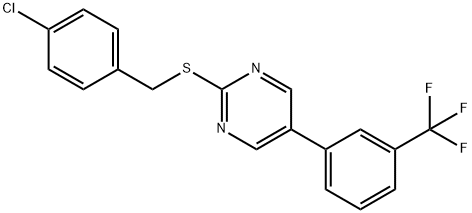 2-[(4-CHLOROBENZYL)SULFANYL]-5-[3-(TRIFLUOROMETHYL)PHENYL]PYRIMIDINE 结构式