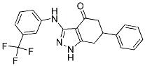 6-PHENYL-3-((3-(TRIFLUOROMETHYL)PHENYL)AMINO)-5,6,7-TRIHYDRO1H-INDAZOL-4-ONE 结构式