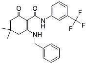 (4,4-DIMETHYL-2-OXO-6-(BENZYLAMINO)CYCLOHEX-1-ENYL)-N-(3-(TRIFLUOROMETHYL)PHENYL)FORMAMIDE 结构式