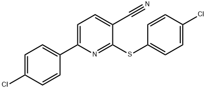 6-(4-CHLOROPHENYL)-2-[(4-CHLOROPHENYL)SULFANYL]NICOTINONITRILE 结构式