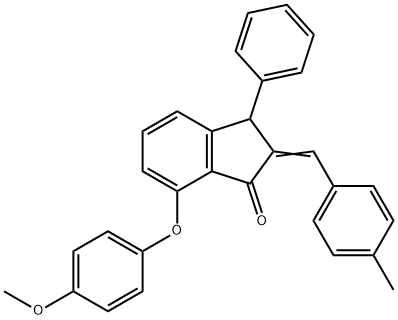 7-(4-METHOXYPHENOXY)-2-[(4-METHYLPHENYL)METHYLENE]-3-PHENYL-1-INDANONE 结构式