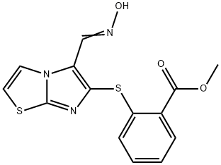 Methyl 2-((5-[(hydroxyimino)methyl]imidazo[2,1-b][1,3]thiazol-6-yl)sulfanyl)benzenecarboxylate 结构式
