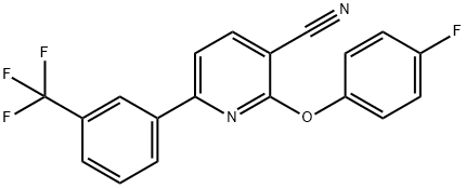 2-(4-FLUOROPHENOXY)-6-[3-(TRIFLUOROMETHYL)PHENYL]NICOTINONITRILE 结构式