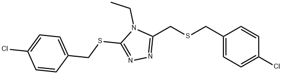 3-[(4-CHLOROBENZYL)SULFANYL]-5-([(4-CHLOROBENZYL)SULFANYL]METHYL)-4-ETHYL-4H-1,2,4-TRIAZOLE 结构式