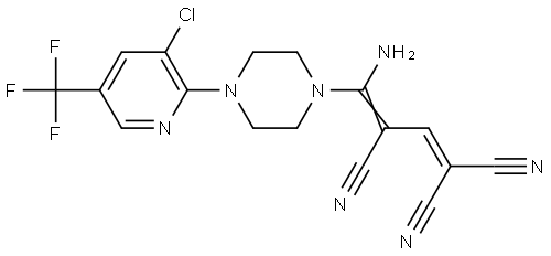 4-Amino-4-(4-[3-chloro-5-(trifluoromethyl)-2-pyridinyl]piperazino)-1,3-butadiene-1,1,3-tricarbonitrile 结构式