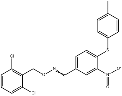 4-[(4-METHYLPHENYL)SULFANYL]-3-NITROBENZENECARBALDEHYDE O-(2,6-DICHLOROBENZYL)OXIME 结构式