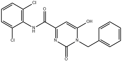 1-BENZYL-N-(2,6-DICHLOROPHENYL)-6-HYDROXY-2-OXO-1,2-DIHYDRO-4-PYRIMIDINECARBOXAMIDE 结构式