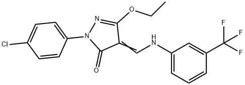 2-(4-CHLOROPHENYL)-5-ETHOXY-4-([3-(TRIFLUOROMETHYL)ANILINO]METHYLENE)-2,4-DIHYDRO-3H-PYRAZOL-3-ONE 结构式