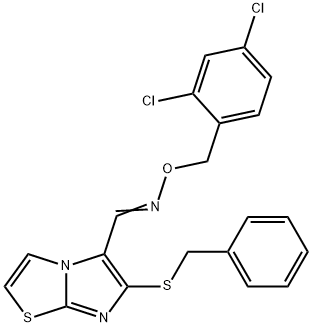 6-(BENZYLSULFANYL)IMIDAZO[2,1-B][1,3]THIAZOLE-5-CARBALDEHYDE O-(2,4-DICHLOROBENZYL)OXIME 结构式