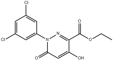 Ethyl 1-(3,5-dichlorophenyl)-4-hydroxy-6-oxo-1,6-dihydro-3-pyridazinecarboxylate 结构式