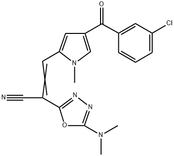 3-[4-(3-CHLOROBENZOYL)-1-METHYL-1H-PYRROL-2-YL]-2-[5-(DIMETHYLAMINO)-1,3,4-OXADIAZOL-2-YL]ACRYLONITRILE 结构式