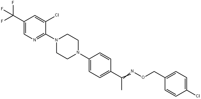 1-(4-(4-[3-CHLORO-5-(TRIFLUOROMETHYL)-2-PYRIDINYL]PIPERAZINO)PHENYL)-1-ETHANONE O-(4-CHLOROBENZYL)OXIME 结构式