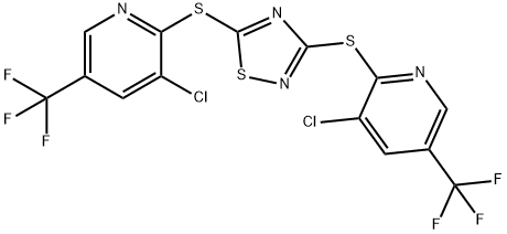 3-CHLORO-2-[(3-([3-CHLORO-5-(TRIFLUOROMETHYL)-2-PYRIDINYL]SULFANYL)-1,2,4-THIADIAZOL-5-YL)SULFANYL]-5-(TRIFLUOROMETHYL)PYRIDINE 结构式