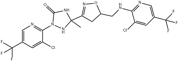 2-[3-Chloro-5-(trifluoromethyl)-2-pyridinyl]-5-[5-(([3-chloro-5-(trifluoromethyl)-2-pyridinyl]amino)methyl)-4,5-dihydro-3-isoxazolyl]-5-methyl-1,2,4-triazolan-3-one 结构式