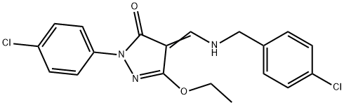 4-([(4-CHLOROBENZYL)AMINO]METHYLENE)-2-(4-CHLOROPHENYL)-5-ETHOXY-2,4-DIHYDRO-3H-PYRAZOL-3-ONE 结构式