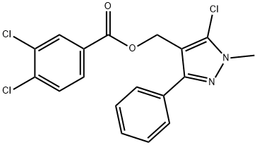 (5-Chloro-1-methyl-3-phenyl-1H-pyrazol-4-yl)methyl 3,4-dichlorobenzenecarboxylate 结构式