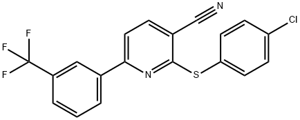 2-[(4-CHLOROPHENYL)SULFANYL]-6-[3-(TRIFLUOROMETHYL)PHENYL]NICOTINONITRILE 结构式