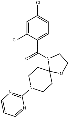 (2,4-DICHLOROPHENYL)[8-(2-PYRIMIDINYL)-1-OXA-4,8-DIAZASPIRO[4.5]DEC-4-YL]METHANONE 结构式