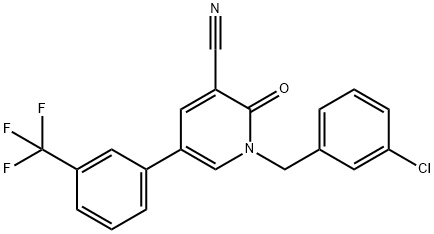 1-(3-CHLOROBENZYL)-2-OXO-5-[3-(TRIFLUOROMETHYL)PHENYL]-1,2-DIHYDRO-3-PYRIDINECARBONITRILE 结构式