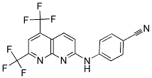 4-([5,7-BIS(TRIFLUOROMETHYL)[1,8]NAPHTHYRIDIN-2-YL]AMINO)BENZENECARBONITRILE 结构式