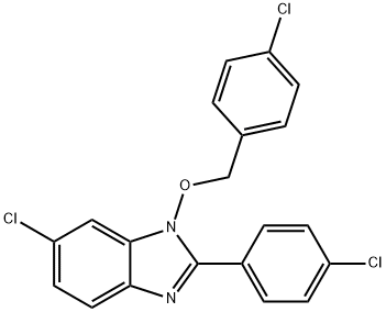 6-CHLORO-1-[(4-CHLOROBENZYL)OXY]-2-(4-CHLOROPHENYL)-1H-1,3-BENZIMIDAZOLE 结构式