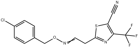 2-(2-([(4-CHLOROBENZYL)OXY]IMINO)ETHYL)-4-(TRIFLUOROMETHYL)-1,3-THIAZOLE-5-CARBONITRILE 结构式