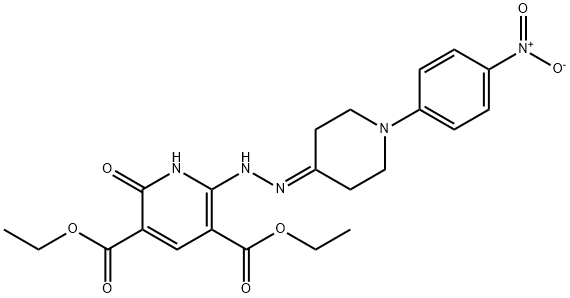 DIETHYL 2-HYDROXY-6-(2-[1-(4-NITROPHENYL)-4-PIPERIDINYLIDENE]HYDRAZINO)-3,5-PYRIDINEDICARBOXYLATE 结构式