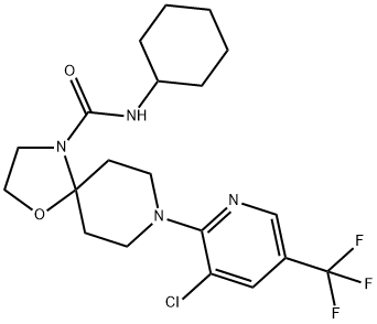 8-[3-Chloro-5-(trifluoromethyl)-2-pyridinyl]-N-cyclohexyl-1-oxa-4,8-diazaspiro[4.5]decane-4-carboxamide 结构式