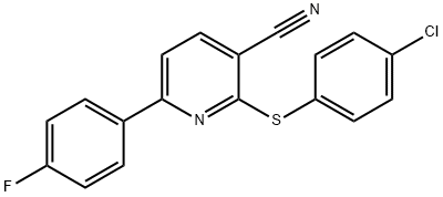2-[(4-CHLOROPHENYL)SULFANYL]-6-(4-FLUOROPHENYL)NICOTINONITRILE 结构式