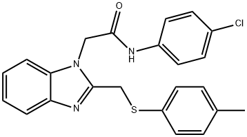 N-(4-CHLOROPHENYL)-2-(2-([(4-METHYLPHENYL)SULFANYL]METHYL)-1H-1,3-BENZIMIDAZOL-1-YL)ACETAMIDE 结构式